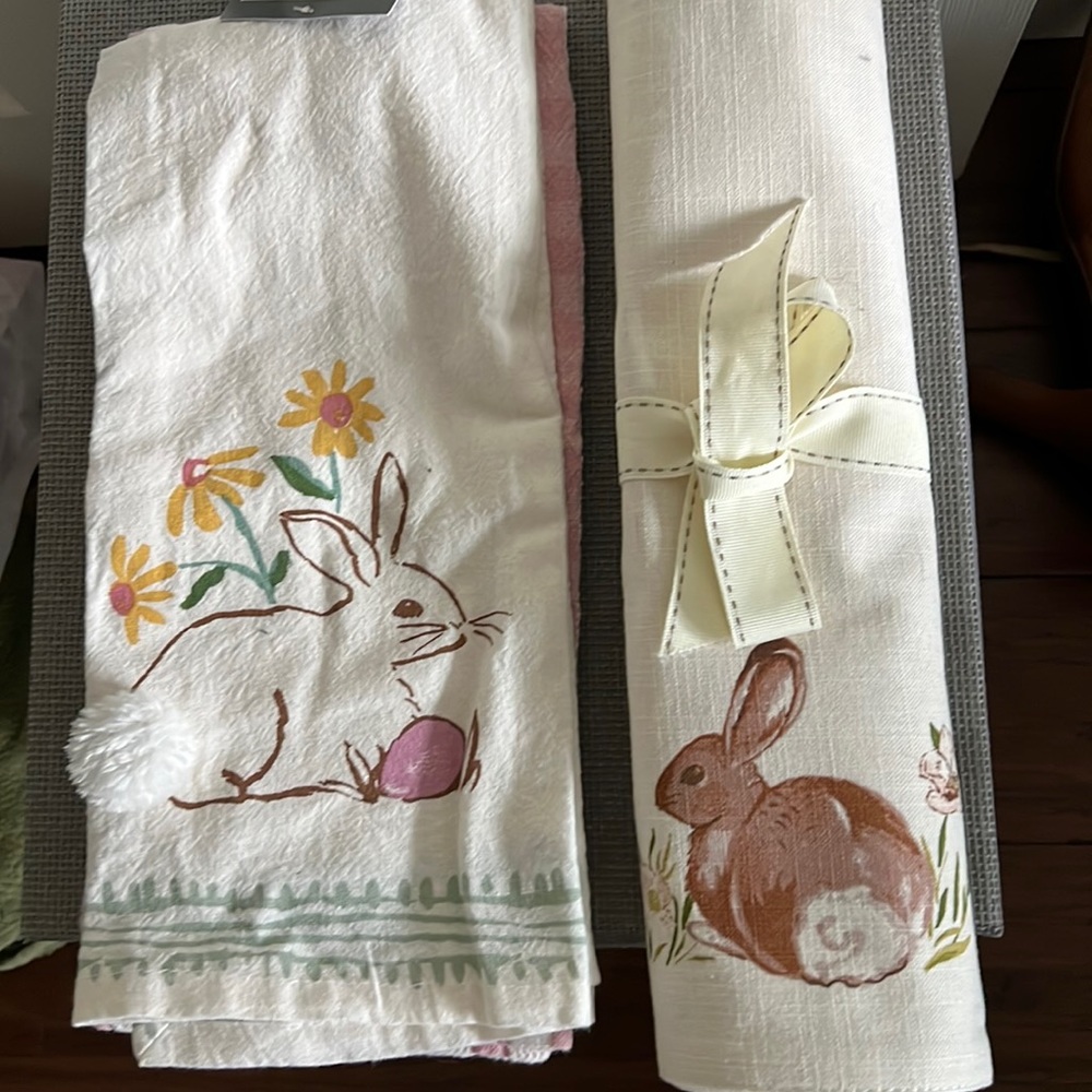 Bunny placemats and kitchen towel set